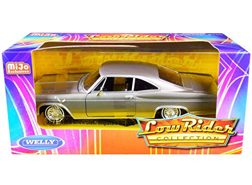 Welly Diecast 1965 Chevy Impala SS 396 Gray Metallic Low Rider Collection 1/24 Diecast Model Car by Welly 22417 Welly Diecast 1965 Chevy Impala SS 396 Gray Metallic Low Rider Collection 1/24 Diecast Model Car by Welly 22417