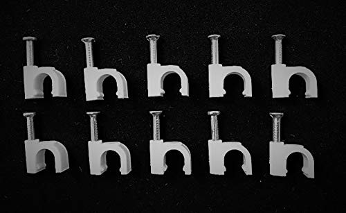 Round 1/4" -6 mm- Cable Wire Clips Cable Management Cord Tie Holder Coaxial Nail In Clamps Tacks - 10 pcs
