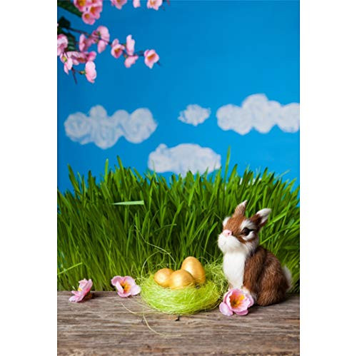 Yeele-Easter-Backdrop 5x7ft Easter Photography Background Eggs Rabbit Grassland Purple Pink Flower Brown Wooden Floor Photo Backdrops Pictures Studio Props Wallpaper