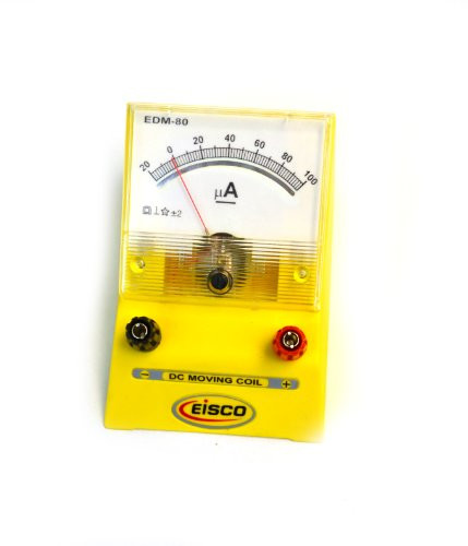 Eisco Labs Analog Ammeter, DC Current Meter, 0-100 microamp, 2 microamp Resolution
