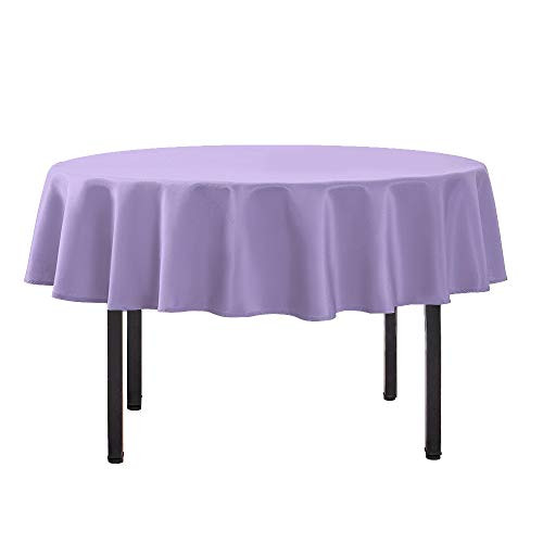 Softalker Round Tablecloth Waterproof  and  Stain Resistant Table Cloth Wrinkle Free Fabric Washable 210GSM Polyester Table Cover for Dining/Party/Buffet/Wedding -120 inch, Lavender-