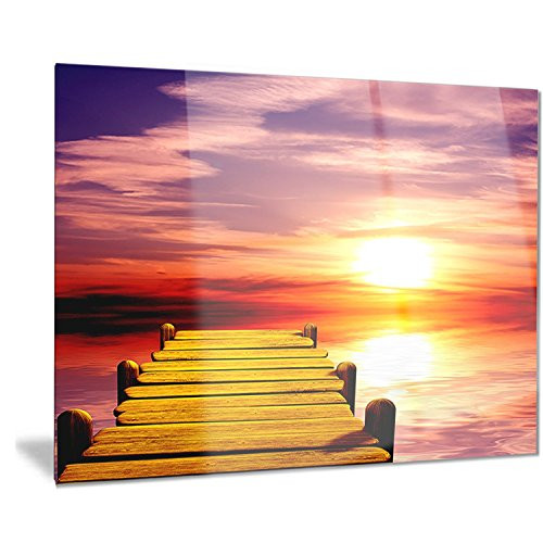Designart Burning Sunset In Blue Sky-Seascape Photo Metal Wall Art-MT8354-40x30 Designart Burning Sunset In Blue Sky-Seascape Photo Metal Wall Art-MT8354-40x30
