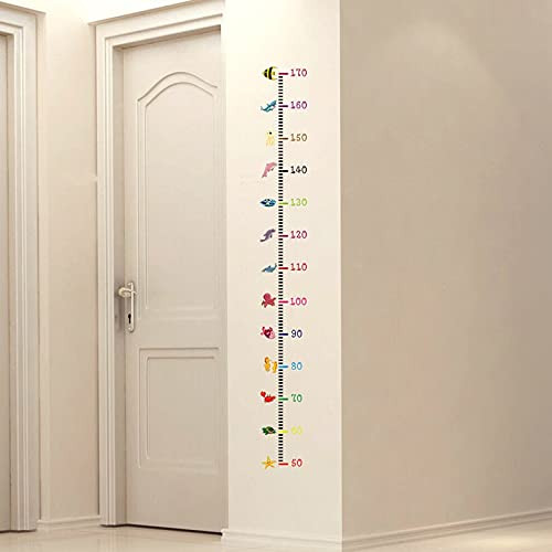 BICCQ Cartoon Seabed Animals Height Measure Wall Stickers Home Decor DIY Simple Chart Ruler Decoration for Kids Rooms Decals Wall Art