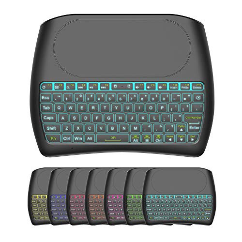 Dupad story D8 Mini Wireless Keyboard with Touchpad Mouse, 2.4Ghz Backlit Handle Rechargeable Keyboard Remote for Raspberry Pi, HTPC, IPTV, TV Box, Windows PC, PS3, PS4