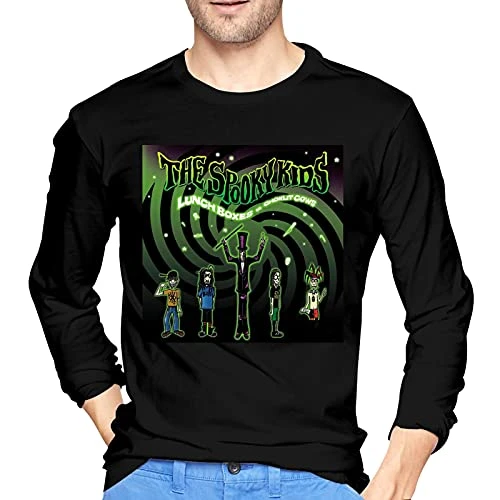 Marilyn Manson The Spooky Mens Long Sleeve T Shirt Round Neck Tops Cotton T-Shirts Black