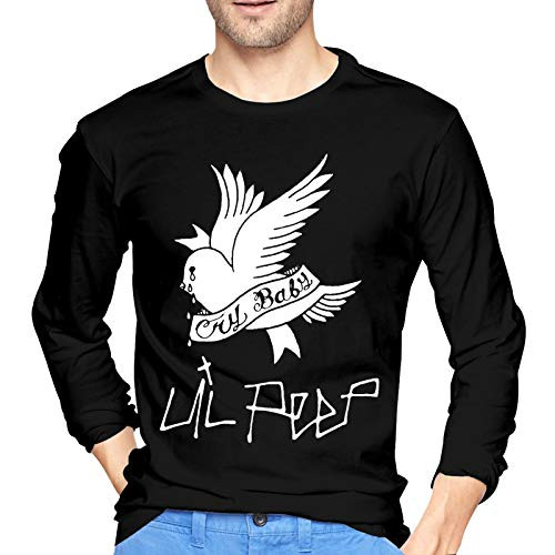 Lil Peep Mens Long Sleeve T Shirt Round Neck Tops Cotton Shirts Black