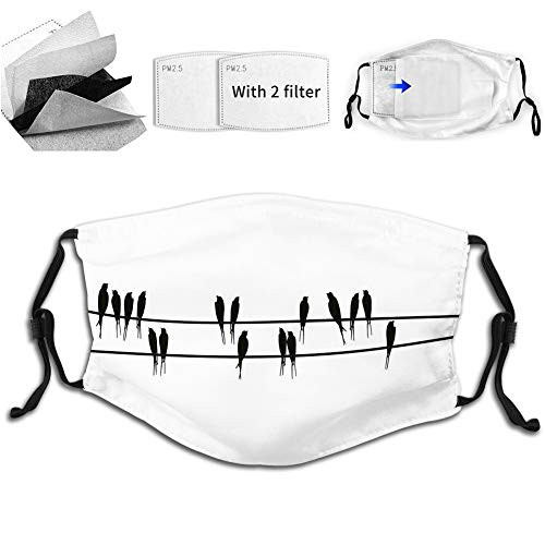 Women Men Boys Girls Dustproof,Swallows on Wires Hand-Drawn Style Black Silhouettes of Birds Print Half Face Mouth Mask Breathable Mouth Muffle For, Travel, Outdoor Women Men Boys Girls Dustproof,Swallows on Wires Hand-Drawn Style Black Silhouettes of Birds Print Half Face Mouth Mask Breathable Mouth Muffle For, Travel, Outdoor