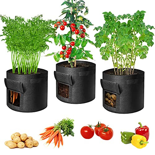 Ucome 3-Pack Potato Grow Bags 10 Gallon, Garden Planting Pots with Handle and Access Flap Fabric Non-Woven Planter Bag for Tomato Vegetable Growing Ucome 3-Pack Potato Grow Bags 10 Gallon, Garden Planting Pots with Handle and Access Flap Fabric Non-Woven Planter Bag for Tomato Vegetable Growing