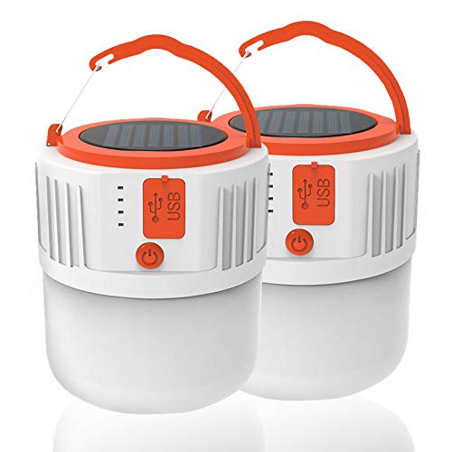 LED Camping Lantern Rechargeable, Power Bank 2400mAh, Solar Camping Lights- Remote, IPX45 Waterproof, 5 Light Mode for Emergency Hurricane Outage Hiking Storms -2 Pack- LED Camping Lantern Rechargeable, Power Bank 2400mAh, Solar Camping Lights- Remote, IPX45 Waterproof, 5 Light Mode for Emergency Hurricane Outage Hiking Storms -2 Pack-