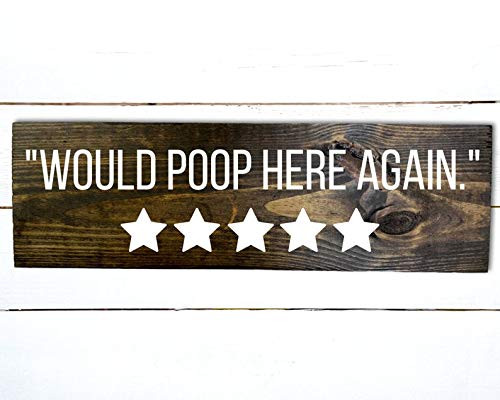 Tamengi Bathroom Sign, Would Poop Here Again 5 Stars, Poop Sign, Funny Sign, Bathroom Humor, Bathroom Decor