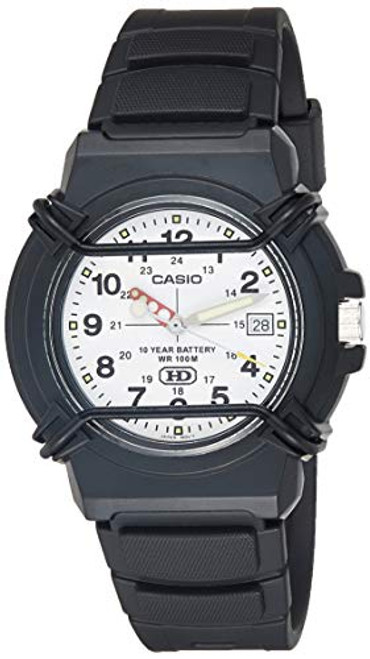 Casio Men's HDA600B-7BV Black Resin Quartz Watch with White Dial