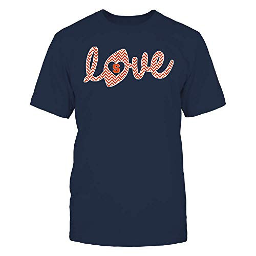 FanPrint Syracuse Orange T-Shirt - Football - Love Lowercase - Chevron Pattern - Men's Tee/Navy / 3XL