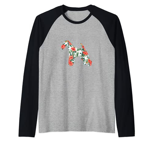 Wire Fox Terrier Aloha Hawaiian Dog Raglan Baseball Tee
