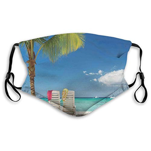 Personality mask Windproof Breathable Mouth Cover Relaxing Scene On Remote Beach With Palm Tree Adjustable Face Masks Sport Reusable Miracle mask