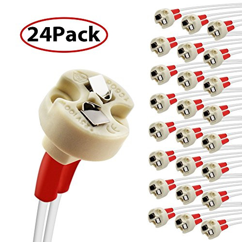 DiCUNO 24pcs Bi-Pin Base, G4, G6.35, GY6.35, GX5.3, GU5.3, MR16, GZ4 MR11, Halogen Incandescent Led Socket Ceramic Body Lamp holder (24pcs)