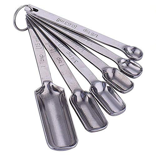 New 6 Piece Kitchen Measuring Tools Spoon Set Stainless Steel Spice Baking Cooking Measuring Spoons Tea Coffee Measure Cup