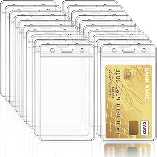 150 Pieces ID Card Name Badge Holder Clear Plastic Vertical Name Badge ID Card Holders Transparent PVC Vertical Sleeve Pouch for Office School Card Travel Waterproof -83 x 135 mm/ 3.27 x 5.3 Inch-