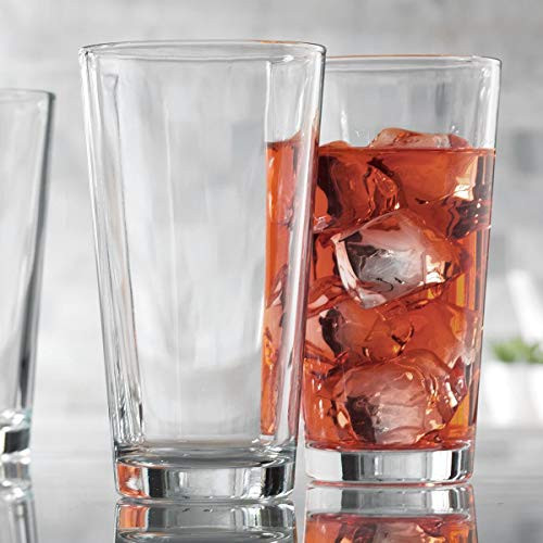 Drinking Glasses, Set Of 10 Highball Water Glass Cups 17 Oz. Modern Straight Glass Tumbler Set  By Home Essentials  and  Beyond  Ideal For Beer Glasses, Water, Juice, Cocktails.