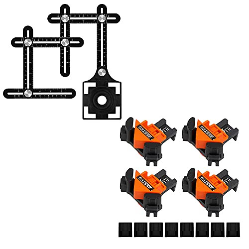 BEETRO 90 Angle Clamp, 4pcs Adjustable Handle Corner Clamps | BEETRO Multi Angle Measuring Ruler, Angle Template Tool