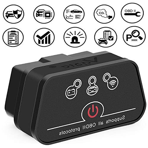 Vgate WiFi iCar2 OBDII Code Reader Elm327 OBD2 Scanner Check Engine Light Auto Sleep Obd2 Scan Tool Support All Obd2 Protocol for Android PC iOS - Black