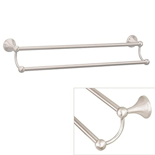 Bennington Lakefront Satin Nickel 24-in. Double Towel Bar Holder Rack Bath Hardware Accessory