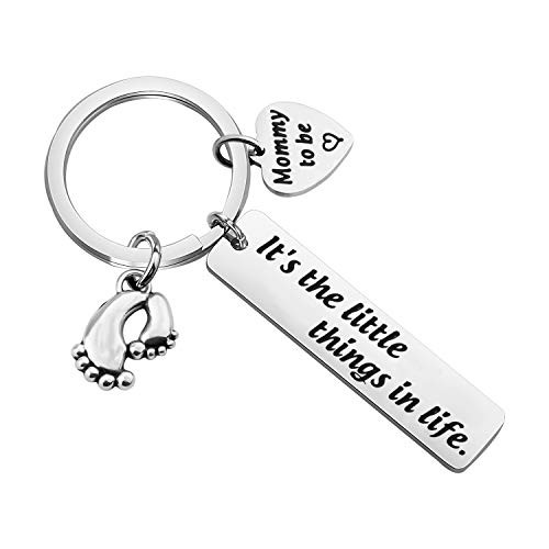 SEIRAA Mommy to Be Gift Pregnancy Announcement Baby Announcement Keychain Its the Little Things in Life Baby Feet Charm for New Mom -mommy to be keychain-