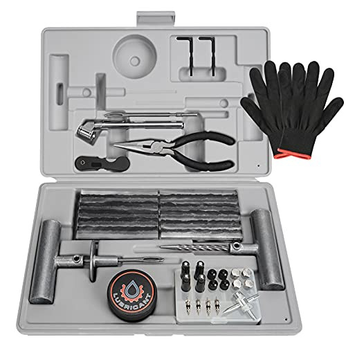 DeShan Tire Repair Kit, Heavy Duty Tire Plug Kit, with Universal Tire Repair Tools to Fix Punctures and Plug Flats for Car/Motorcycle/Truck/Tractor/Trailer/RV/ATV