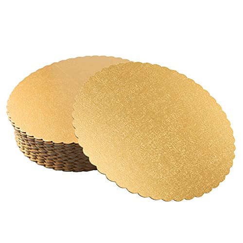 Cake Boards 12 Inch Circle Cardboard Base Boards Solid Gold Cake Cardboard Rounds, 30 Pack