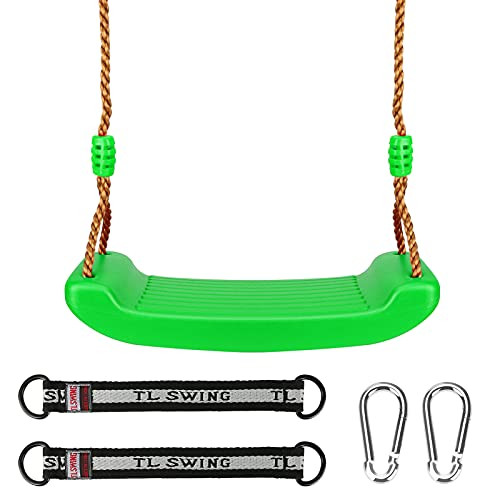 BestFire Plactic Swing Set Swing Seat with Adjustable Rope Kids Swing Safe  and  Durable Child Swing Easy Install Heavy Duty Swings Seats for Great for Outdoor Indoor, Tree, Swing Set, Playground ?Green?