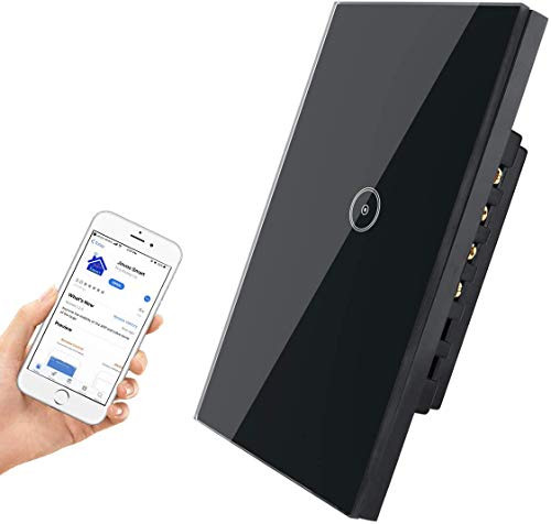 Jinvoo WiFi Light Switch, Smart Touch Wall Light Switch, Easy to Install, App Remote Control Timer Switch?Voice Control?Schedule Timer?Compatible with Amazon Alexa and Google Assistant