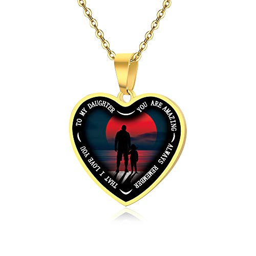FAYERXL Gift Ideas to My Daughter from Dad,Father Daughter Necklace,Quote Heart Necklace to Daughter Gift -dad to Daughter 2- FAYERXL Gift Ideas to My Daughter from Dad,Father Daughter Necklace,Quote Heart Necklace to Daughter Gift -dad to Daughter 2-