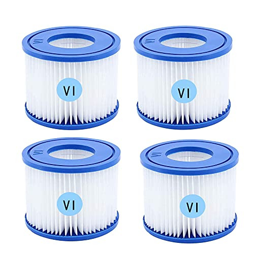 RUIGO Pool Filter vi, for Bestway Spa Filter Pump Replacement Cartridge Type VI, Hot tub Filters vi for Lay-Z-Spa, for Coleman SaluSpa Filters 90352E Swimming Pool Filter -4 PCS-