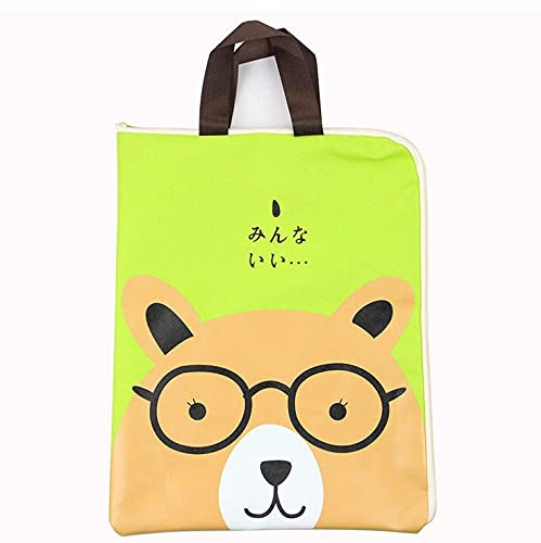 Waterproof File Folders A4 File Document Bag Zipper Handbag Zip File Folders Zipper Pouch Document Bag File Folder Organizer for School Office Supplies, Travel Storage Bags Bear Glasses