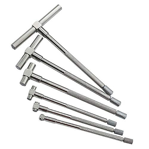Lheng Precision Telescoping Gage Kit Range T-Bore Hole Gauges Round Head Inner Diameter Telescopic Gauge Adjustable Inner Diameter Gauge 8-150mm Stainless Steel Gauge 6Pcs