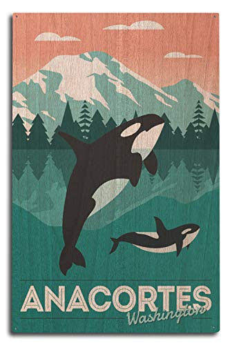 Lantern Press Anacortes, Washington, Orca Whale, Go Freestyle -10x15 Wood Wall Sign, Wall Decor Ready to Hang-