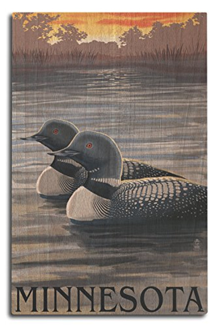 Lantern Press Minnesota Loons -10x15 Wood Wall Sign, Wall Decor Ready to Hang- Lantern Press Minnesota Loons -10x15 Wood Wall Sign, Wall Decor Ready to Hang-