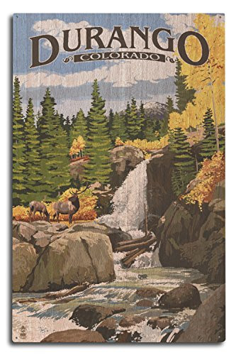 Lantern Press Durango, Colorado, Waterfall -10x15 Wood Wall Sign, Wall Decor Ready to Hang-