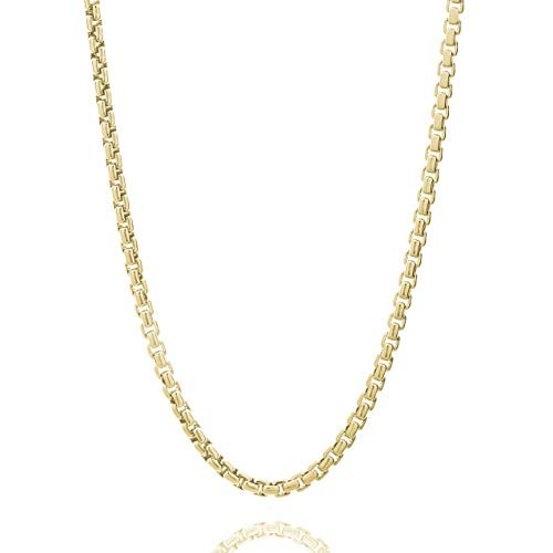 NYC Sterling Unisex Gold Plated Solid Italian 2mm Round Box Chain in Sterling Silver -16- NYC Sterling Unisex Gold Plated Solid Italian 2mm Round Box Chain in Sterling Silver -16-