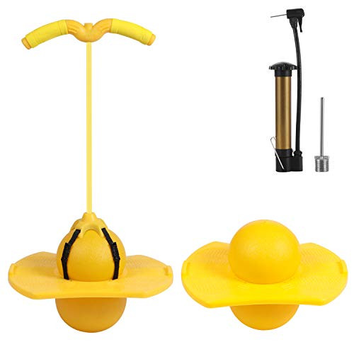 DRESSPLUS Pogo Jumper Easy to Carry,Kids Safe Bounce Pogo Stick Safe Fun Play Children's Pogo Stick Jumper Toy Balance Bouncing Ball Fitness Toy Ball -Yellow-