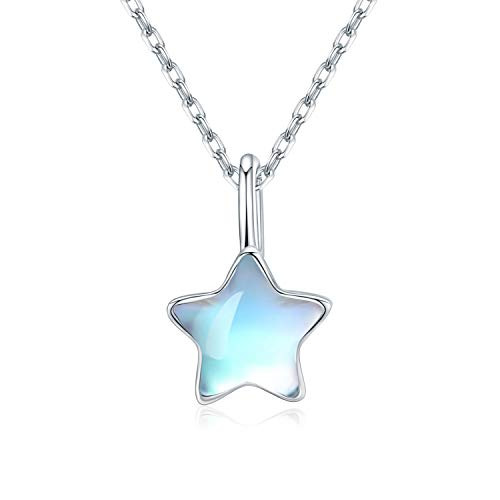 Star Necklace 925 Sterling Silver Rainbow Synthetic Moonstone Necklace for Women Choker Necklace Moonstone Jewellery Gift for Women