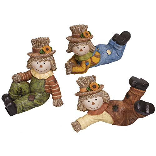 Valery Madelyn Cute Scarecrow Fall Decorations for Home, Set of 3 Fall Tabletop Display, Scarecrow Figurines Table Decor for Thanksgiving Halloween Harvest Gift