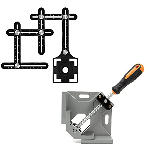 BEETRO BEETRO Multi Angle Measuring Ruler, Angle Template Tool | 90 Right Angle Clamp Aluminum Alloy Corner Clamp for Carpenter, Welding, Woodworking, Engineering, Photo Framing