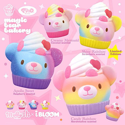 ibloom "Slow Rising [Squishy Collection] Magic Bear Bakery Shiny Rainbow Strawberry [Scented] Animal Squishy Kids Cute Adorable Doll Stress Relief Toy Decorative Props [Yellow]