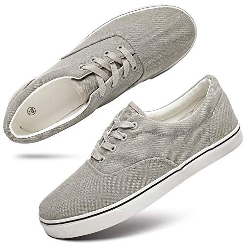 yageyan Mens Low Top Canvas Walking Shoes Lace-up Fashion Sneakers Casual?GRA8? Grey