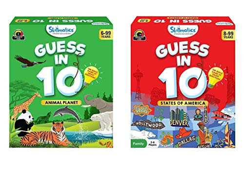 Skillmatics Guess in 10 - Animal Planet -Ages 6-99 Years-  plus States of America -Ages 8-99- Bundle | Card Game of Smart Questions | General Knowledge for Kids, Adults and Families | Gifts for Kids