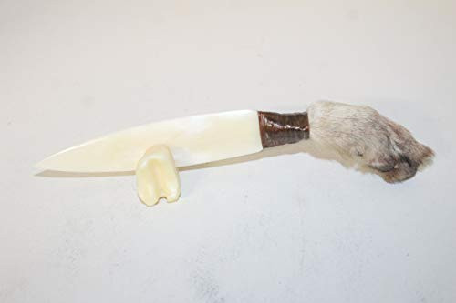 Coyote foot handle knife with a bone blade 290 Ornamental, replica, primitive tool. Coyote foot handle knife with a bone blade 290 Ornamental, replica, primitive tool.