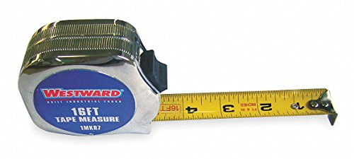 Westward 1MKR7 Measuring Tape, 16 Ft, Thumb Lock