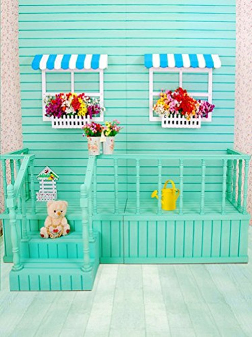 Wooden Floor Green House Bear Photography Backdrops Photo Props Studio Background 5x7ft Wooden Floor Green House Bear Photography Backdrops Photo Props Studio Background 5x7ft