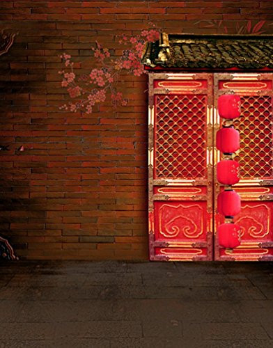 Chinese Traditional House Brick Wall Floor Lantern Photography Backdrops Photo Props Studio Background 5x7ft