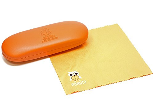 Mimito Kids Eyeglass Hard Case with Matching Microfiber Cleaning Cloth -Orange-